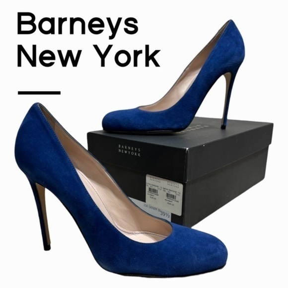 Barneys New York blue suede stiletto heels size 9.5 - Picture 1 of 14